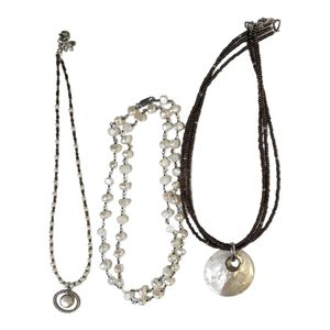 Silpada Lot of 3 Necklaces Freshwater Pearl Go Coastal Mother of Pearl Pendant
